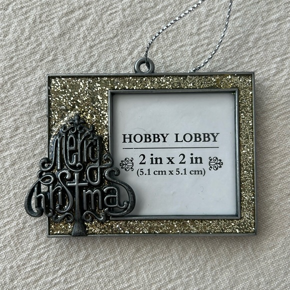 Christmas Picture Frame Ornament with Gold Green Glitter Border - Picture 1 of 2